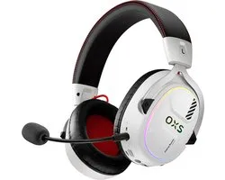 OXS Storm G2 Draadloze Gaming Headset, 7,1 Virtual Surround Sound, 3 EQ-modi, 2,4 GHz lage latentie, 50 mm driver, RGB-verlichting, Bluetooth 5.3, compatibel met pc, console, mobiele telefoon, wit