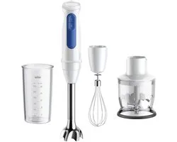 Braun MultiQuick 3 MQ30.202M – Staafmixer - Eenvoudige bediening - 2 snelheden - RVS Staafmixervoet met Hakmolen, garde en beker - Wit - 900 W