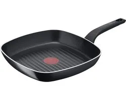 Poêle Grill Tefal Easy Cook & Clean - 26x26 cm - Ne convient pas à l'induction - Revêtement antiadhésif - Aluminium - Zwart