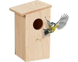 nestkast koolmees - roodstaart - met klep - onbehandeld hout - hangend
