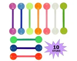 Fako Bijoux® - Tongpiercing - "Glow in the Dark" - Bioplast - 10 Stuks