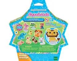 Aquabeads 31915 Thema navulling dierenvrienden 600 parels in 15 kleuren- met 3 handige standaards