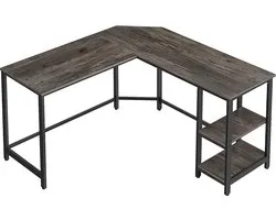 MIRA Home Hoekbureau L-vormig - Computerbureau met Opbergvak - Vintage Bruin/Zwart - 138x138x75 cm
