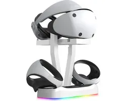 PlayCool Oplaadstation - Voor PS VR2 Headset & Controllers - Snellader - Met LED indicatoren - Oplader voor controllers - Accessoires - Oplaadstation - Wit