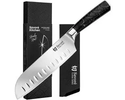Couteau Santoku Savoré Kitchen 17 cm - Couteau de chef - Couteau - Couteaux de style japonais - Couteaux de chef - Couteau Santoku