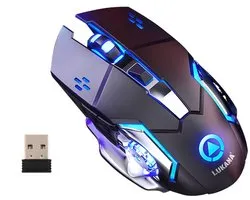 Lukana - Draadloze Gaming Muis - Oplaadbaar - Extra Stil - Ergonomisch - Links & Rechtshandig - 1600 DPI - Zwart