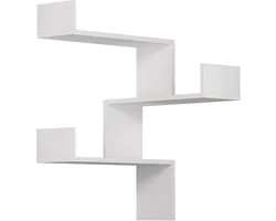 Bibliothèque d'angle Hocuspicus à 3 niveaux pour salon, bureau et plus encore – Étagère d'angle facile à monter – 60 x 90 x 22 cm – Wit