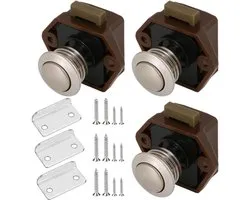 3x Push to Open knop - Camper Sluiting - Lade knop - Kast knop Caravan - Push to Open knop camper sluiting - Kastlade vangsloten - Sleutelloze deurvergrendelknop - Voor RV, jachten, laden, kastdeuren - Bruin
