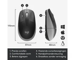 Logitech M190 - Muis - EMEA / MID GREY