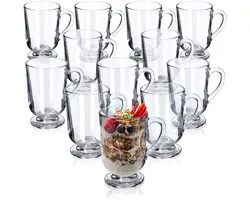 KADAX Coffee -ventilatorset, 300 ml, glazen thee -messing, glühwein -bril, drinkglazen voor thee, koffie, Ierse koffie, koffiekopjes met handvat, cappuccino -bril, dessertglazen