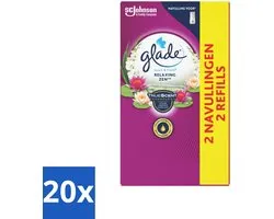 20 x Glade – Touch & Fresh Navulling – Relaxing Zen – 10 ml - Luchtverfrisser - Ontspannende Geur - Frisse Geur - Sandelhout - Appel