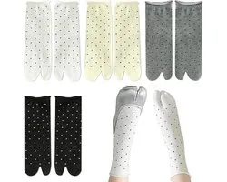 Chaussettes - Chaussettes à orteils - Chaussettes Tabi - 4 paires - Chaussettes pour tongs - Big Toe Sock - Taille unique - Chaussettes Tabi - Chaussettes pour sandales - Tongs - Élastiques et respirantes - À pois