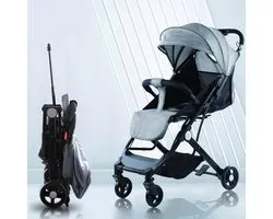 BAKAJI Easy Ultralight Pushchair with Easy Closure, Maximum Load Capacity 15 kg, Backrest with 5-Point Safety Belt, Foldable with One Hand, Space Saving (Grey)