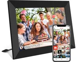 Cadre photo numérique avec Wifi et application Frameo - 10,1 pouces - Cadre photo - Écran HD + - Écran tactile IPS - 16 Go - Zwart