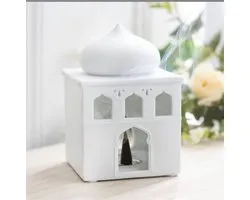 Keramische Aroma Brander Moskee Design - Wit - Waxmelter & Wierookhouder - Oosters Design met Koepel