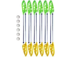 Lacrosse Basic Set 12 bâtons + 6 Balles aluminium + plastique, jaune/vert