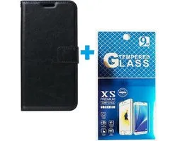 Portemonnee Book Case Hoesje + 2x Screenprotector Glas Geschikt voor: Huawei Nova 5T / Huawei Honor 20 -  zwart