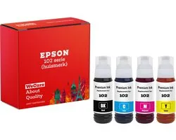 Pack de 4 | Marque maison adaptée aux bouteilles d'encre Epson 102 - Convient pour EcoTank ET-2750 - ET-2851 - ET-3700 - ET-3750 - ET-3850 - ET-4750 - ET-4850 - ET-4856