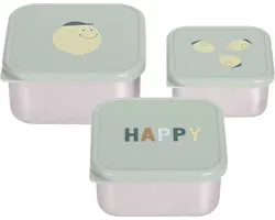 Lässig Récipients de collecte et de stockage en acier inoxydable Boîte à collations Set de 3 pièces - Happy Fruits Lemon