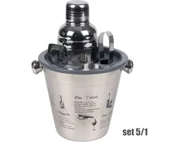 Cocktailshaker Set – INOX Silver Line – 5-delige Barman Set – Bartender Accessoires – Roestvrij Staal – Luxe Bar Set