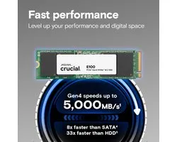 Crucial E100 2TB | PCIe NVMe SSD | Gen4 M.2