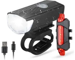 Pro Sport Lights LED Fietsverlichting Set - Voorlicht en Achterlicht - USB Oplaadbaar - 300 & 20 Lumen