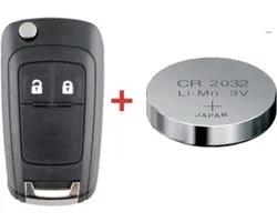 Clé Compatible Pour Opel - Clé 2 Boutons - Clé Pliante +Batterie CR2032 - Boîtier de Clé - Opel Astra Corsa Zafira Insignia Adam Cascada - Noir