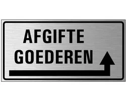 Afgifte goederen rechts bord, geborsteld aluminium 200 x 100 mm