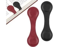 Signets - 2 pièces - Marque-page - Accessoires Boek - Porte-pages - Marque-page magnétique - Pour Garçons et Filles - Pour Boeken/ Papier à lettres - Enfants - Cuir - Zwart et rouge