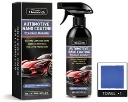 TLVX Automotive Nano Coating / Ceramic Car Coating Set / Auto Polish / Glas Glans Coating Spray Fles / Krassen Verwijderen / Car Wax / Autolak Reinigen / Cleaning / Vuilafstotend / Waterafstotend / Protection durable / 120 ML Incl. Chiffon microfibre