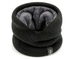 Zwart nek warmer unisex buff effen gebreide nekwarmer met zachte voering stretch hals warmer winter sjaal voor dames en heren geschikt voor buiten activiteiten wandelen fietsen hardlopen