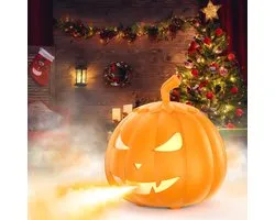 CreateEcom halloween decoratie - rookmachine - 600W RGB 6 LED Pompoen Rookmachine voor Halloween Decoratie - met Afstandsbediening & 12 Kleurige Lichteffecten Rookmachine - oranje