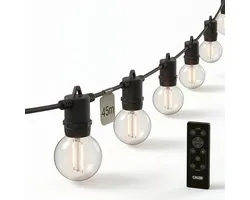Calex Vista Lichtsnoer 45m - Voor Buiten - Lichtslinger met 75 lampjes - Warm Wit Licht - Tuinverlichting met afstandsbediening - Kerstverlichting
