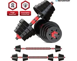 Reformor® - Set d'haltères - Set d'haltères - Haltères réglables - 20KG - Barre d'haltères avec poids - Rouge