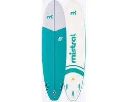Mistral Bahia 8'0 | Soft Top Surfboard | Allround Mini Mal Surfboard | Blauw/Wit | 6,80 kg | Non-Slip Foam Deck | Incl. 3 Vinnen | Voor Beginners en Familie