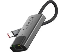 LINQ Connects 2.5Gbe USB-C Ethernet Adapter, tot 2500 Mbps -plug and play, snelle Multi Gigabit connectivity, Gaming, streaming, videocalls - Grijs