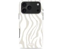 Mio by Mobilize Hoesje geschikt voor Apple iPhone 17 Pro Max MagSafe Telefoonhoesje Hardcase | Mio by Mobilize Backcover | Geschikt voor MagSafe | Geschikt voor Draadloos Opladen met Magnetische Ring | Geschikt voor MagSafe Case - Sandy Zebra | Wit