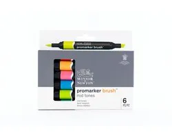 Winsor & Newton Promarker Brush ™ Ensemble de 6 tons moyens