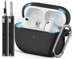 Compatible with AirPods Pro 3 Case - Magnetic Black | Silicone Protective Case Cover for Apple Air Pod Pro 3rd (2025), Magnetic Lid Lock Design, with Cleaning Kit