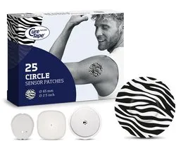 CureTape Patches ART - Zebra - Freestyle Libre 2 & 3 - Dexcom G7 - Medtronic Simplera - 25 Stuks