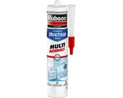 Rubson Sanitair Kit Multi-Materials Lichtgrijs 280 ml – Siliconenkit voor Badkamer – Schimmelbestendig & Waterdicht – Voor Douche, Bad & Sanitair Afdichting