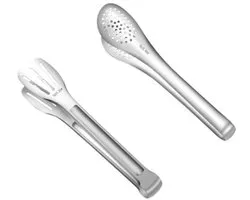 Set de 2 pinces de cuisine, pinces à aliments, pinces de service, pinces à viande, pour grillades, buffets, salades, cuisine, repas, 23 x 4,6 cm, argent, ustensiles de cuisine