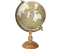 Figurines Décoratives DKD Home Decor Globe PVC Vintage Bois de Manguier (22 x 22 x 33 cm)