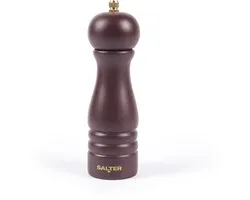 Salter Olea Salt & Pepper Grinder – Enkel Houten Kruidenmolen, Verstelbare Maalgraad Grof tot Fijn, Keramisch Mechanisme, Handmatige Maalwerk voor Zoutkristallen & Hele Peperkorrels, Rustiek, Mulberry