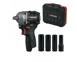 Parkside performance - 12V Accu Slagmoersleutel - compact en lichtgewicht - 300 Nm - Incl. 4 doppen - Slagschroevendraaier - Zonder Accu en lader
