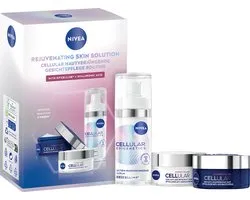 NIVEA Rejuvenating Skin Solution Geschenkset Vrouwen- Anti-Age Skincare Routine - Cadeaupakket Verjaardag Vrouw - Serum, Dagcrème & nachtcrème
