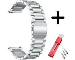 Strap-it bandje staal zilver + toolkit geschikt voor Garmin Fenix 9 (43mm) / 9 Pro (43mm) 8 - 43mm / Fenix 7s (Pro - Solar - Sapphire Solar) / Fenix 6s (Pro - Sapphire) / Fenix 5s (Plus - Sapphire) / Epix Pro (Gen 2) 42mm / Instinct 2s - E - Plus