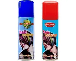 Goodmark Les supporters du Carnaval déguisés pour la teinture des cheveux / laque pour les cheveux dans les couleurs bleu / rouge 125 ml