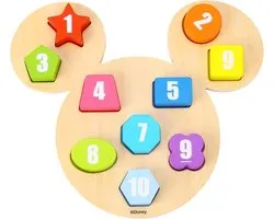 Houten cijferpuzzel Mickey Mouse - Be_Imex - Speelgoed outlet - Multicolor - Multiplex - Speelgoed outlet -