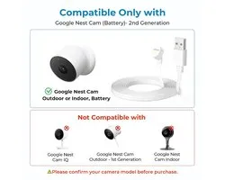 Platte Stroomkabel voor Google Nest Cam (Batterij) 2e Gen. 6M/20FT